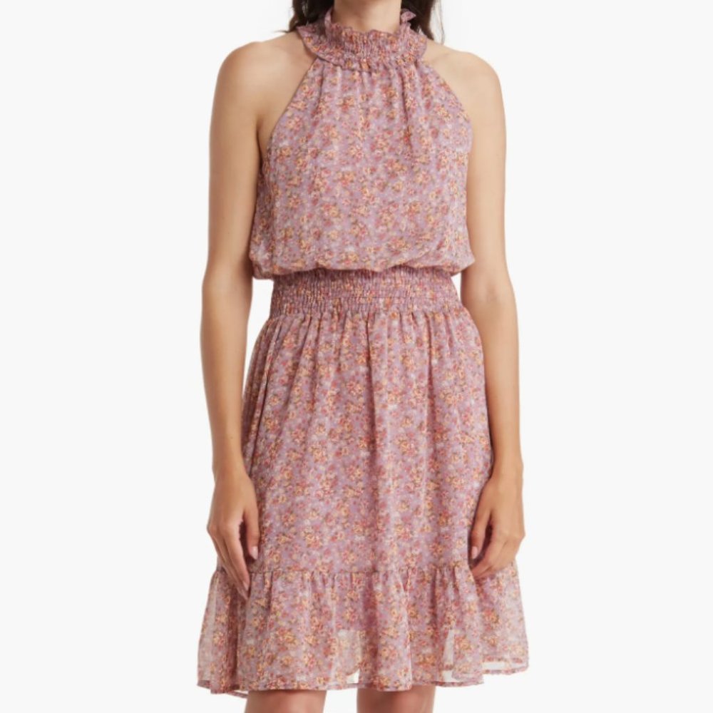 Pink and Purple Floral Dress